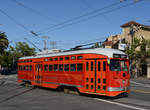 Der 1948 gebaute PCC-Wagen 1061  Pacific Electric  war im herrlichen Abendlicht des 29.