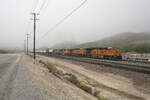 Am 27.06.2026 kam dieser Containerzug mit der BNSF durch den Cajon Pass aus San Bernadino kommend. Die BNSF Maschinen k�mpfen sich die 20 Promille den Berg auf in Richtung Barstow Kalifornien. An diesem Morgen war es anfangs sehr k�hl. 