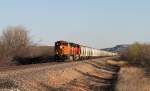 BNSF 5102 + 9134 mit Güterzug am 29.03.2015 bei Snyder, Texas.