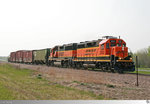 Kurzer 'Lumpensammler' der Burlington Northern and Santa Fe Railway unterwegs in Minnesota.