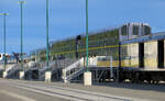 Spezieller Einsteigeweg auf dem Bahnsteig in Anchorage, 29.7.2012