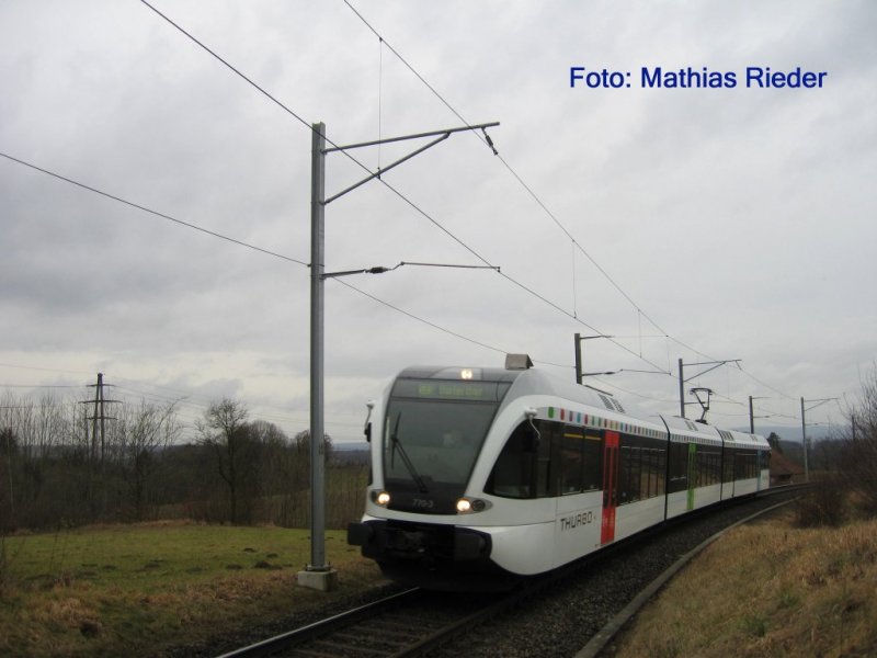 Thurbo GTW 770-3 Zwischen Andelfingen und Henggart am 18.01.08
