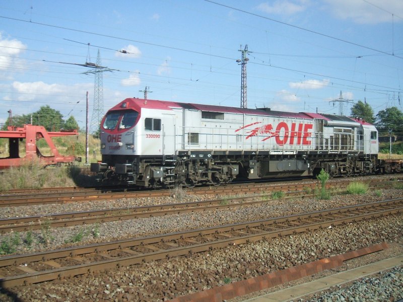 Tiger der OHE mit einem Containerzug in MD-Eichenweiler, 05.08.08