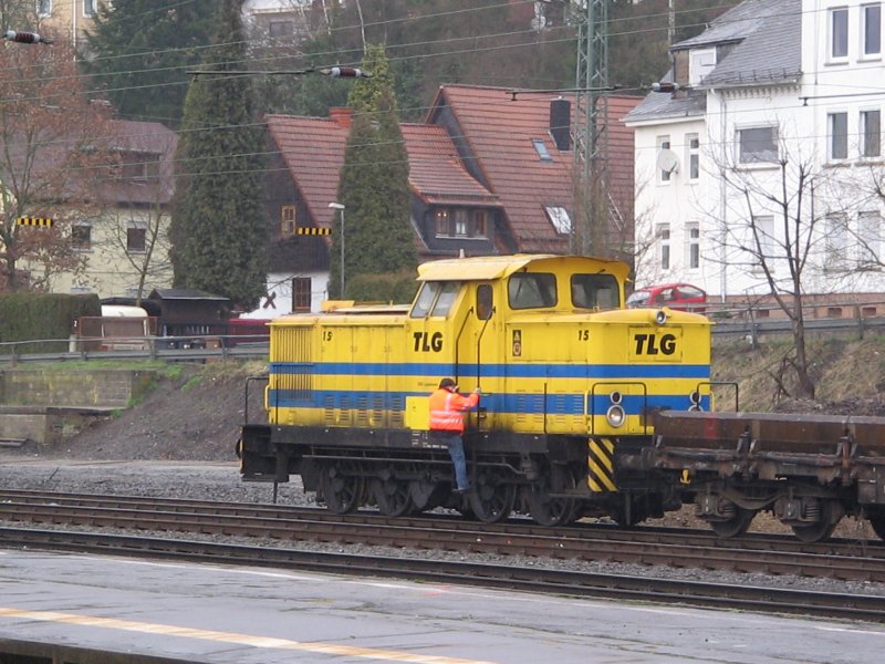 TLG Lok 15 bei Bauarbeiten im Bahnhof Dillenburg
