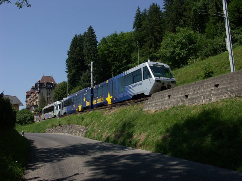 Train de service Montreux-Vevey MVR-cev Beh 2/4 72 71 Bt 224  Chamby 14.07.2005