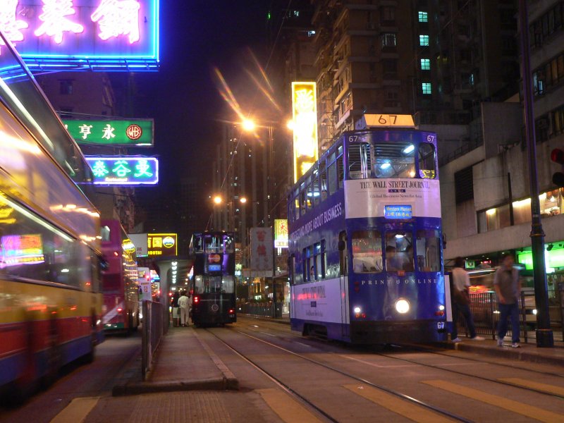 Tram Hong Kong bei Nacht, 09/2007, North Point