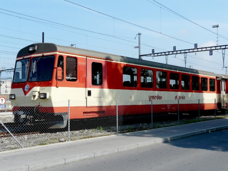 travys - Steuerwagen BDt 54 im Bahnhofsareal von Yverdon les Bains am 24.09.2008