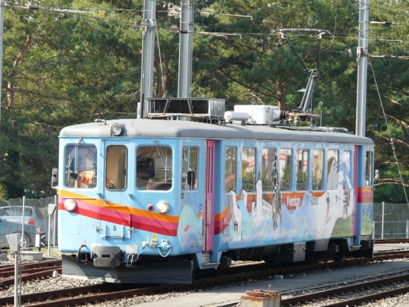 travys - Triebwagen Be 4/4  5 bei Rangierarbeiten im Bahnhof von Yverdon les Bains am 24.09.2008