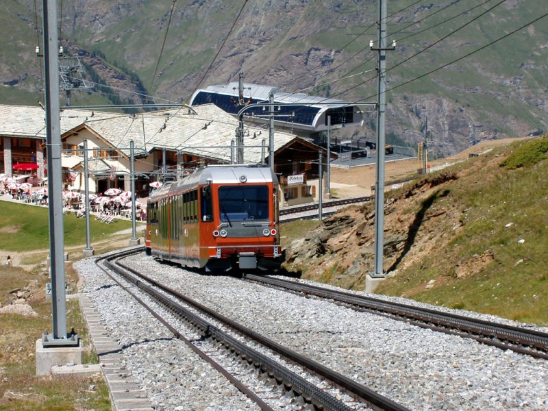 Triebwagen 3083 und 3082 kommen in Riffelberg an. 06.08.07