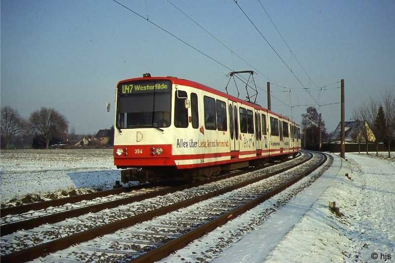 Triebwagen 354 nahe Obernette (27. Januar 2006)