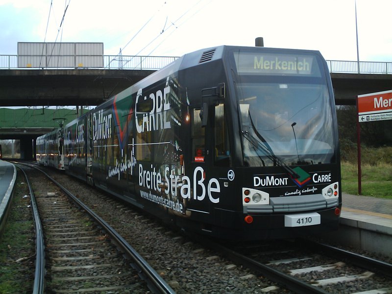Triebwagen 4110 in Merkenich. 02.01.2007, 9.30 Uhr