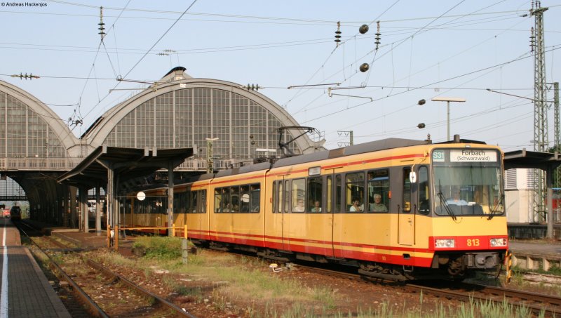 Triebwagen 831 und *** Verlassen Karlsruhe als S31 nach Forbach im Schwarzwald am 14.5.08