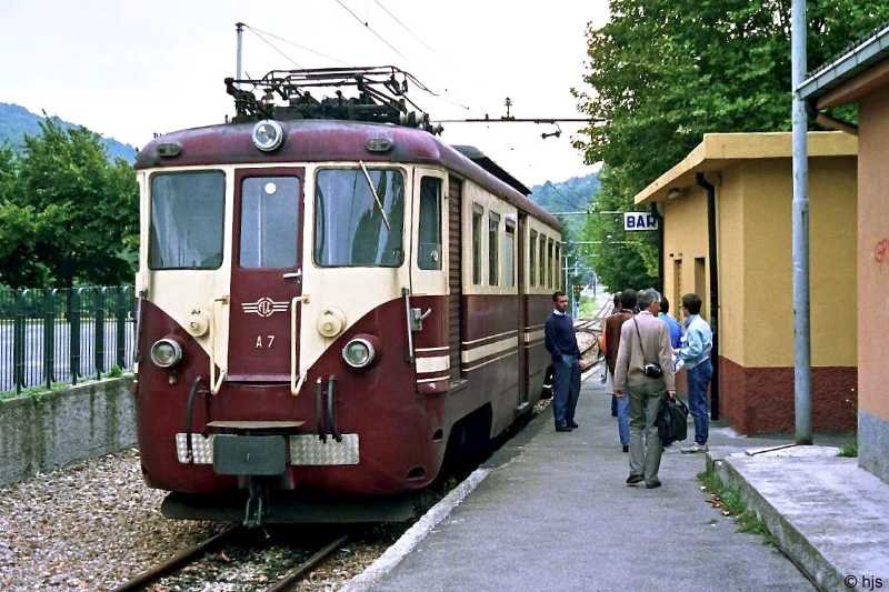 Triebwagen A 7 (Bj. 1957, ex Spoleto-Norcia) in Casella Paese (9. September 1989)