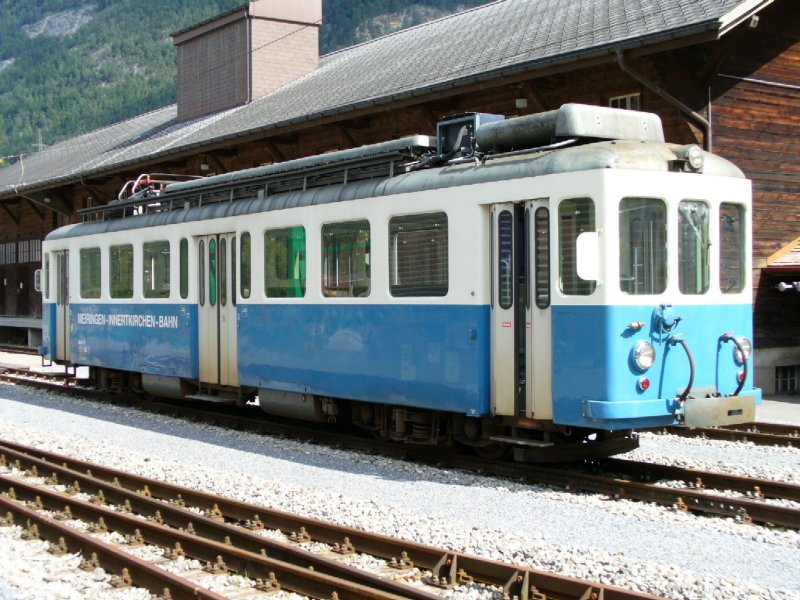 Triebwagen Be 4/4 9 der Schmalspur Bahn..MIB = Meiringen Innerkichen Bahn..Foto vom  19.08.2006