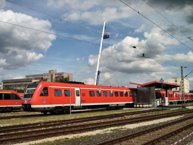 Triebwagen der BR 612, Blick aus dem Sonderzug Erfurt Hbf - Erfurt-Bahnwerk
