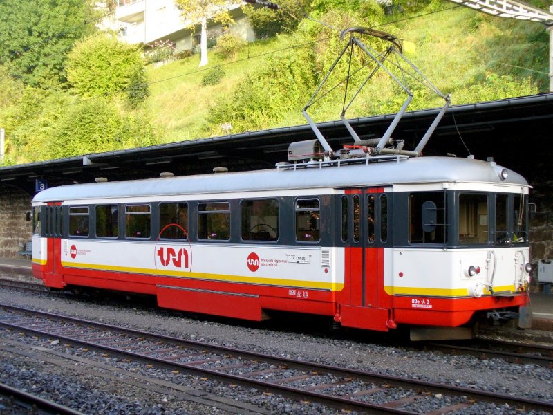 trn / CMC -  Schmalspur Triebwagen BDe 4/4 3 im Bahnhof von Le Locle am 07.09.2007