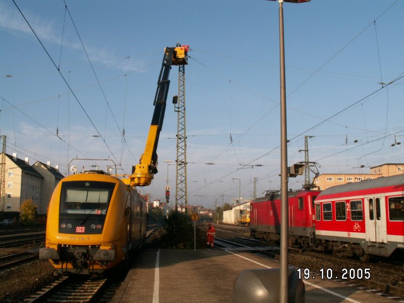 TVT 711 114 - 9 bei Ol. arbeiten im Bhf. Ansbach