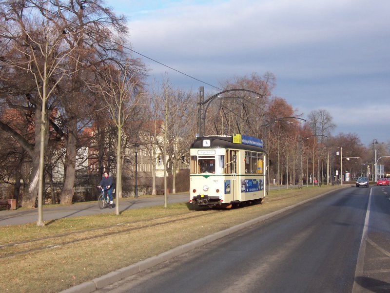 TW 101 auf der Fahrt zur Vogelwiese am Jakobsring, 29.12.2007