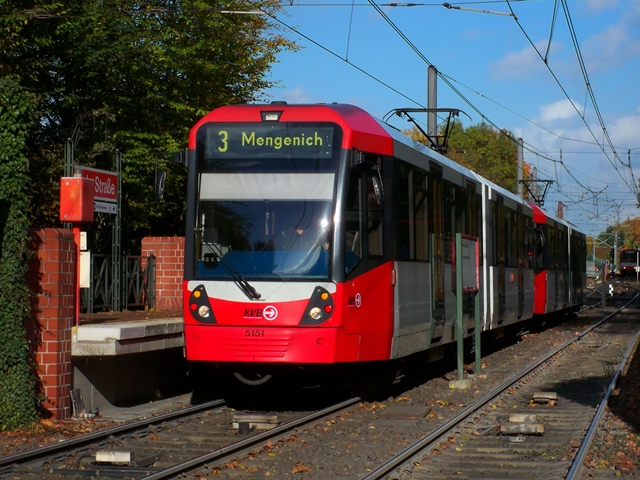 Tw 5151 als Linie 3 in Buchheim Herler Strae. Aufgenommen am 25.10.2009