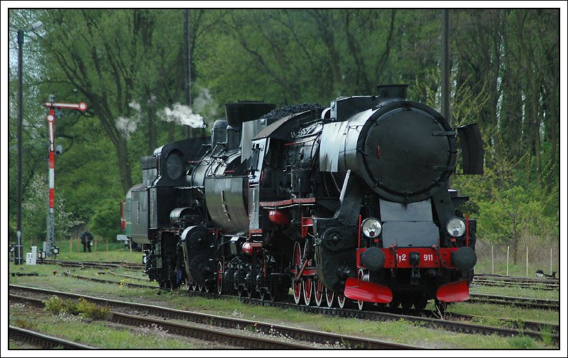 Ty2-911 von BW Chabwka ist zusammen mit Tr12-25 bereits in den frhen Vormittagsstunden am 2.5.2008 in Wolsztyn eingetroffen.