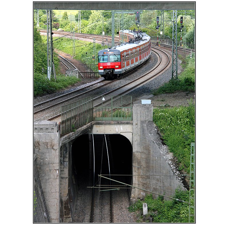 Überwerfungsbauwerk -

Eine Bahn der Linie S5 auf zwischen Kornwestheim und Stuttgart-Zuffenhausen. 

Die S-Bahngleise gehen hier von der Mittellage zwischen den Fern- und Regionalbahngleise (Richtungsbetrieb)auf eine westliche Seitenlage über (Linienbetrieb). Das in Richtung Stuttgart führende Fern- und Regionalbahngleis unterfährt dazu die S-Bahngleise. Ich habe das Bild nochmals partiell nachgeschärft nach der Kritik von Markus. 

11.06.2009 (M)