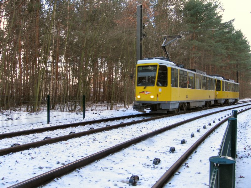 Uferbahn Alt-Schm�ckwitz im Winter 2007: TATRA T6 in Doppeltraktion, auch schon wieder Vergangenheit