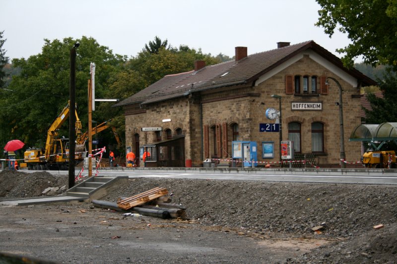 Umbauarbeiten fr die S-Bahn am Bahnhof Hoffenheim. Aufgenommen am 30. September 2008.