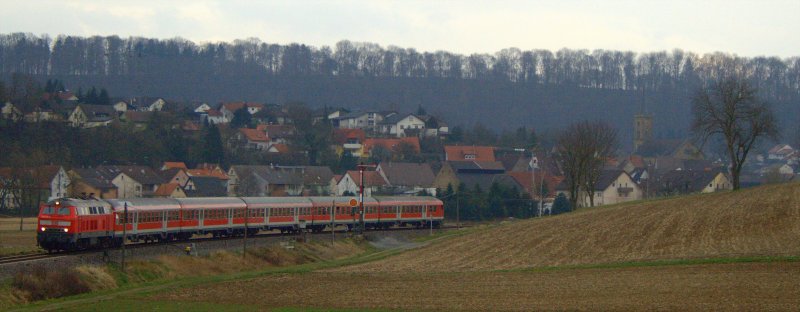 Unbekannte 218 in Hoffenheim unterwegs mit RE Richtung Mannheim. 08.03.08