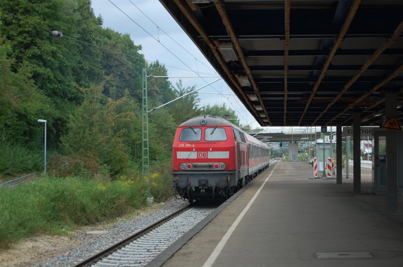 Und schon sind die sch�nen Fahrten mit der 218 am 2.9.2009 vorbei. Da bleibt einem nur noch dieser Nachschuss auf 218 196-4 in Kirchheim und ihr unvergesslicher Dieselgeruch.