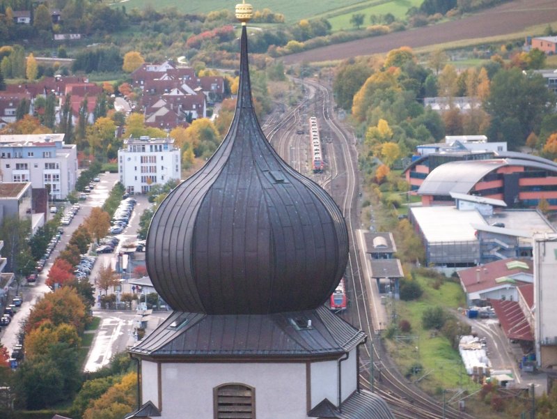 Ungewhlicher Blick auf den Bahnhof Herrenberg.