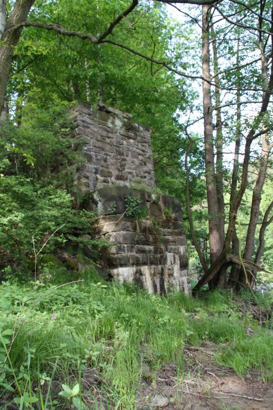 Unweit des Bahnhofs Hetzdorf findet man noch die Wiederlager des ehemaligen Flhaviaduktes. Hier fuhr einst die Schmalspurbahn von Hetzdorf nach Growaltersdorf. (08.05.09)