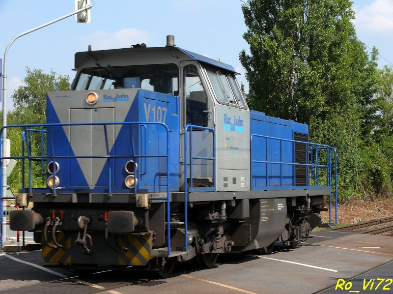 V 107 (Hersteller: OnRail, Bj: 2003) der Rurtalbahn. Bochum-NOKIA. 05.07.2008.