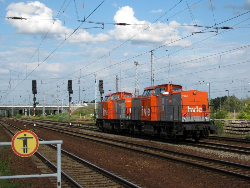V 160.5 und V 160.6 als Leerfahrt durch Berlin Schnefeld Flughafen am 28.08.