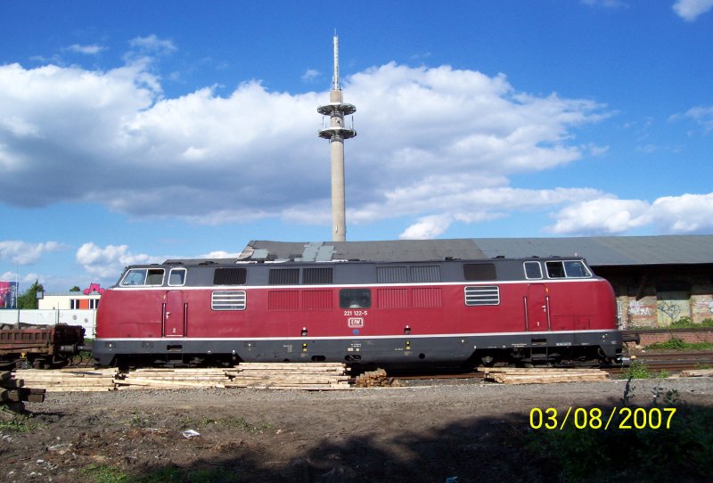 V 200 vor einem Bauzug in Steinfurt-Burgsteinfurt