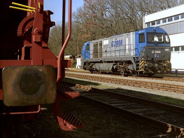 V 280.1 ( G2000 ) der Osthavell�ndischen Eisenbahn Berlin-Spandau AG (OHE-Sp) im Bahnhof Johannesstift.