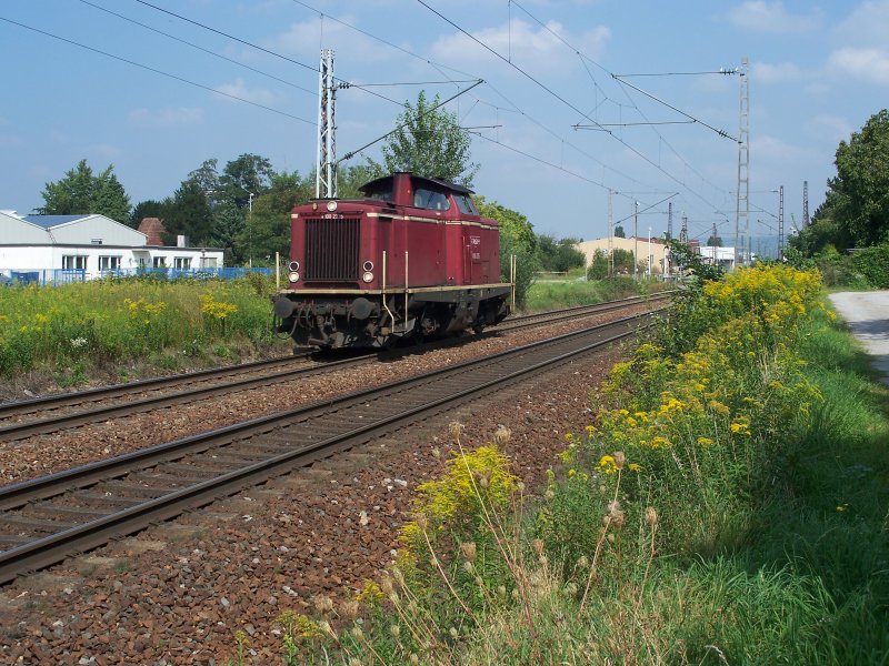 V100 als Lr Richtung Rastatt. Aufgenommen bei Muggensturm, Sommer 2007.