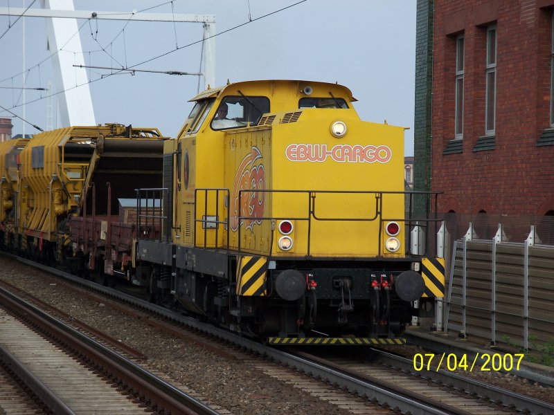 V150 der EBW - Cargo durchfhrt am 7.04.07 Ludwigshafen Mitte.