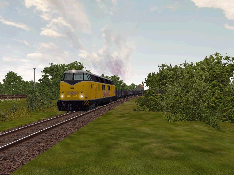 V200.21 der EBW Cargo hier kurz hinter Wegeleben auf der Rbelandbahn.