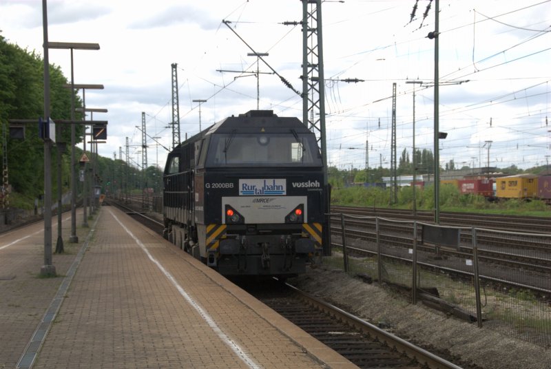V201 der Rurtalbahn (Vossloh G2000BB) am 27.04 2009 im Bahnhof Aachen-West