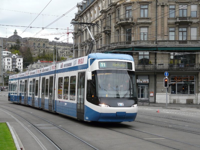VBZ - Gelenktram Be 5/6 3040 eingeteilt auf der Linie 11 am 19.04.2008