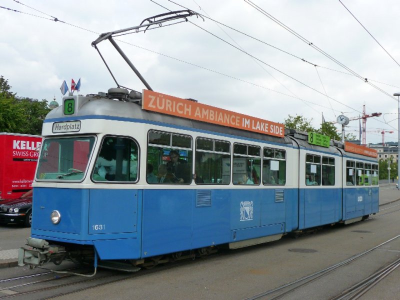 VBZ - Tram Be 4/6 1631 unterwegs auf der Linie 8 am  15.09.2008