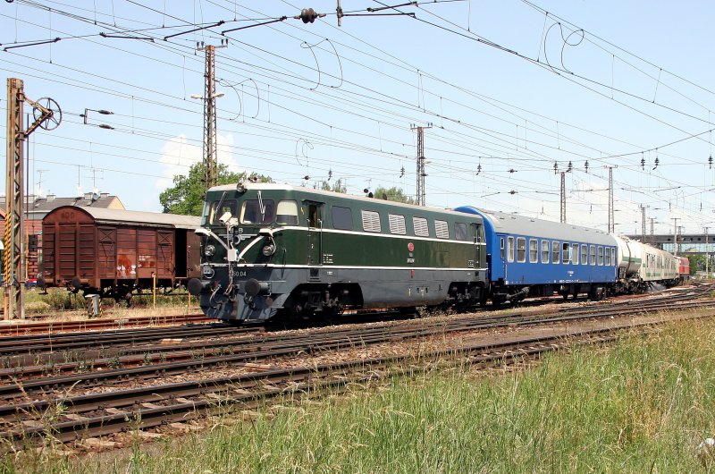 Vegetationskontrollzug mit 2050.04 und 2050.09 unterwegs auf der Westbahn im Bahnhof Wels. Aufgenommen am 26. Mai 2007.