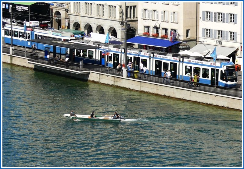 Viel Verkehr an der Limmat in Zrich. (18.06.2008)
