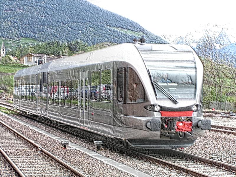Vinschgerbahn,Stadler Diesel-Garnitur GTW 2/6 am 05.05.05 in Mals/Malles