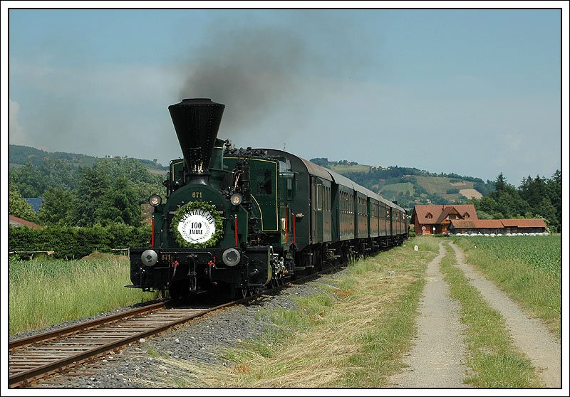 Vor der Rckfahrt am 27.5.2007 von Gleinsttten nach Graz gab es noch eine Pendelfahrt zwischen Gleinsttten und Gasselsdorf. Die Aufnahme entstand kurz nach Gleinsttten.