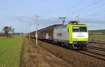 145 094 rollte mit einem Porschezug am 25.02.17 durch Rodleben Richtung Roßlau.