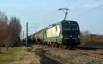 193 249 der ELL, welche an die Rurtalbahn weitervermietet ist, rollte mit einem Kesselwagenzug am 16.02.17 durch Greppin Richtung Leipzig.