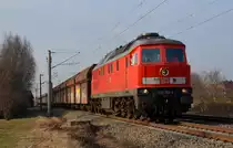 232 703 führte am 16.02.17 den Leerkohlezug von Dessau nach Profen zur Befüllung durch Greppin.