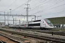 TGV Lyria 4416 fährt Richtung Bahnhof Muttenz. Die Aufnahme stammt vom 04.03.2017.