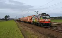 Mit einem Silozug am Haken rollte 185 602 der HSL am 25.02.17 durch Rodleben Richtung Roßlau.